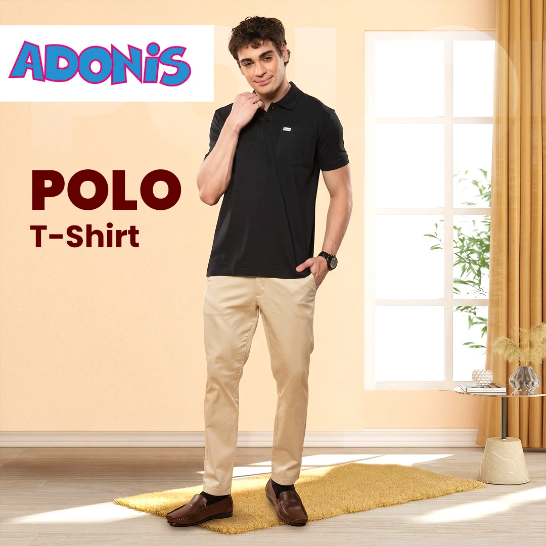 ADONiS Men’s Polo T-Shirt with Pocket | Soft Cotton Sinker Polo T-Shirt for Men | Stretchable Half Sleeve Collar T-Shirt | Casual, Office & Semi-Formal Wear