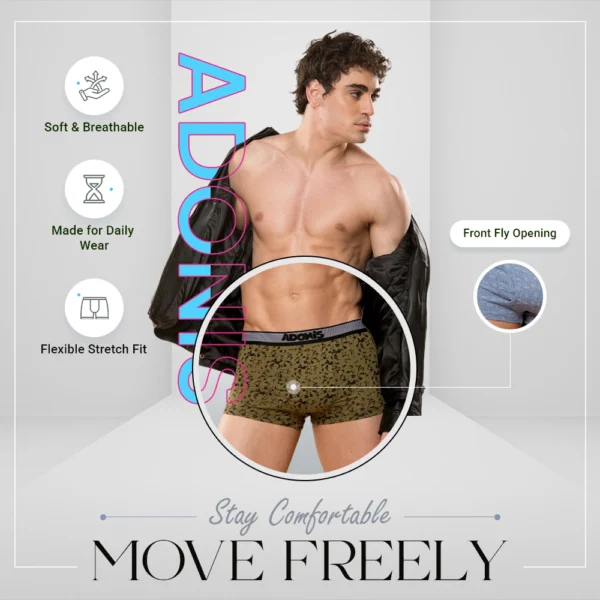 ADONiS Comfortable Men’s Underwear | Cotton Rich Stretch Fabric Men’s Innerwer | Assorted Colours & Attractive Prints | Comfortable Boxer Briefs for Men | Breathable Everyday Innerwear